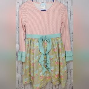 Shrimp & Grits Kids Serendipity Twirl Dress Floral Pink Turquoise Sz XXL (10-12)